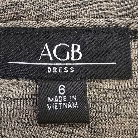 AGB SHIFT DRESS OLIVE GREEN BEADED NECKLINE SHORT SLEEVE SIZE 6 - Picture 3 of 6